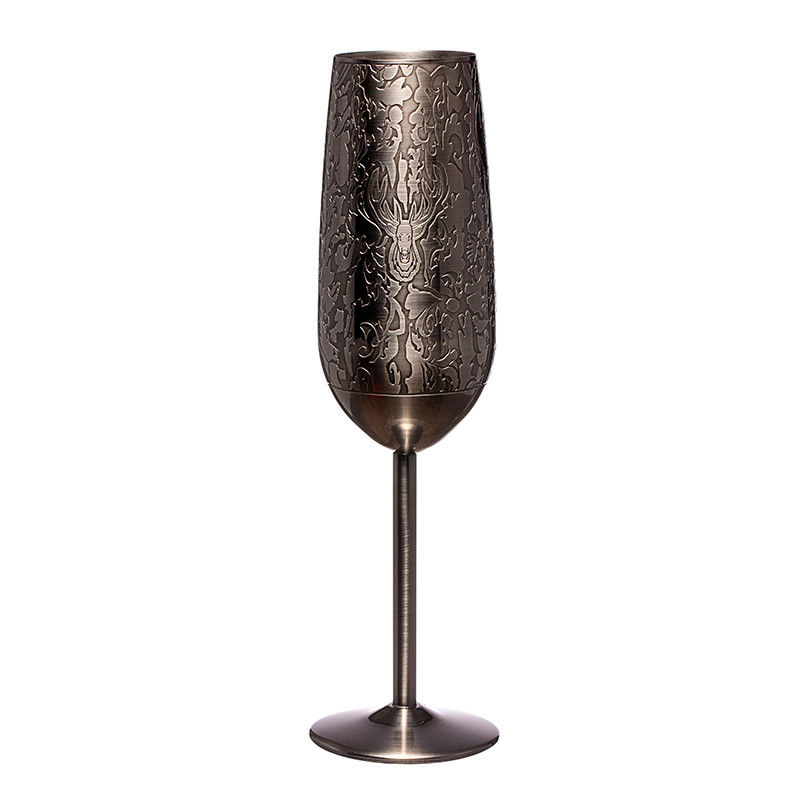200 ml di acciaio inossidabile vetro di champagne nero vetro di vino per bar