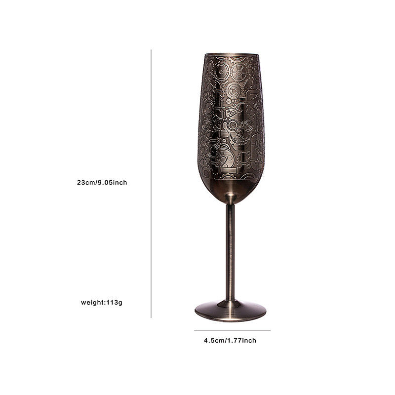 200 ml di acciaio inossidabile vetro di champagne nero vetro di vino per bar