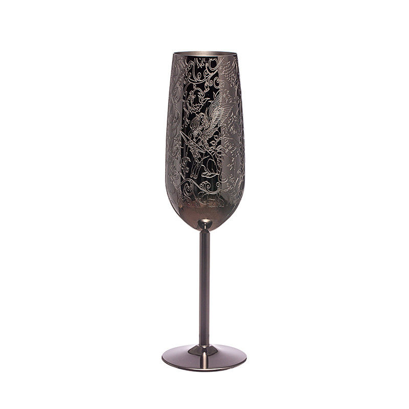 Acciaio inossidabile Flauti di champagne vetro metallo bicchieri di vino rivestiti di nero per feste all'aria aperta