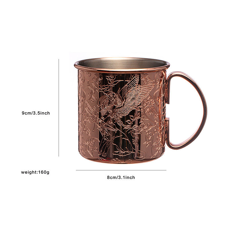 304 Acciaio inossidabile Copper Mug Etch Design Customized Acciaio inossidabile Tazza di vino per la festa