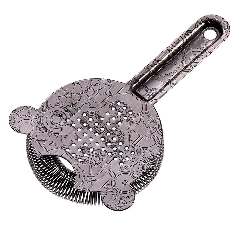 Stiratrice Hawthorne in acciaio inossidabile per cocktail Stiratrice a sosta Cocktail alta densità Primavera finitura nera