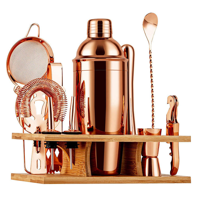 Cocktail Shaker in acciaio inossidabile Set 10 pezzi Bar base in legno Set per barista